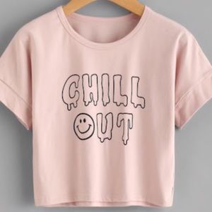 NWoT Shein Pink Chill Out Crop T Shirt Top